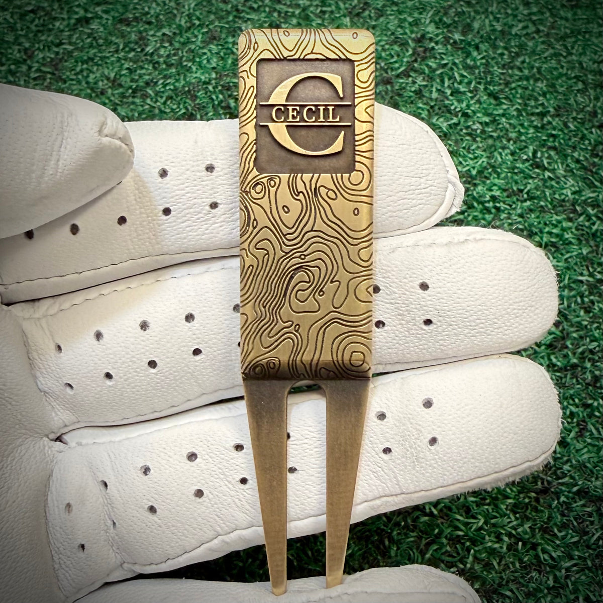 Topo Design Custom Copper Golf Divot Tool, Personalized Laser Engraved Gift