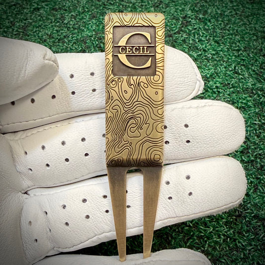 Topo Design Custom Copper Golf Divot Tool, Personalized Laser Engraved Gift