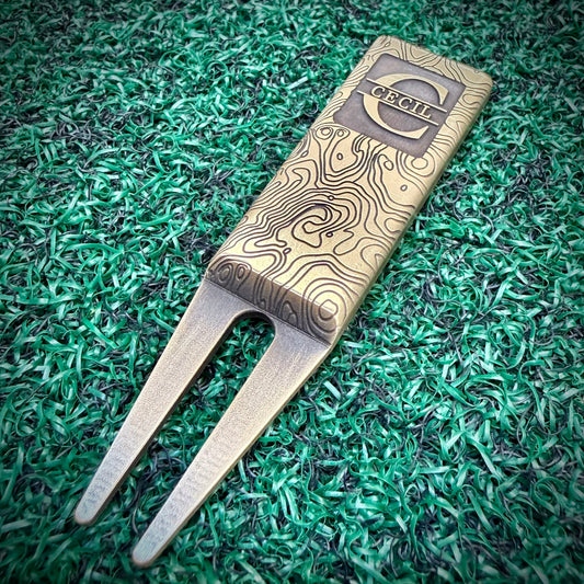 Topo Design Custom Copper Golf Divot Tool, Personalized Laser Engraved Gift