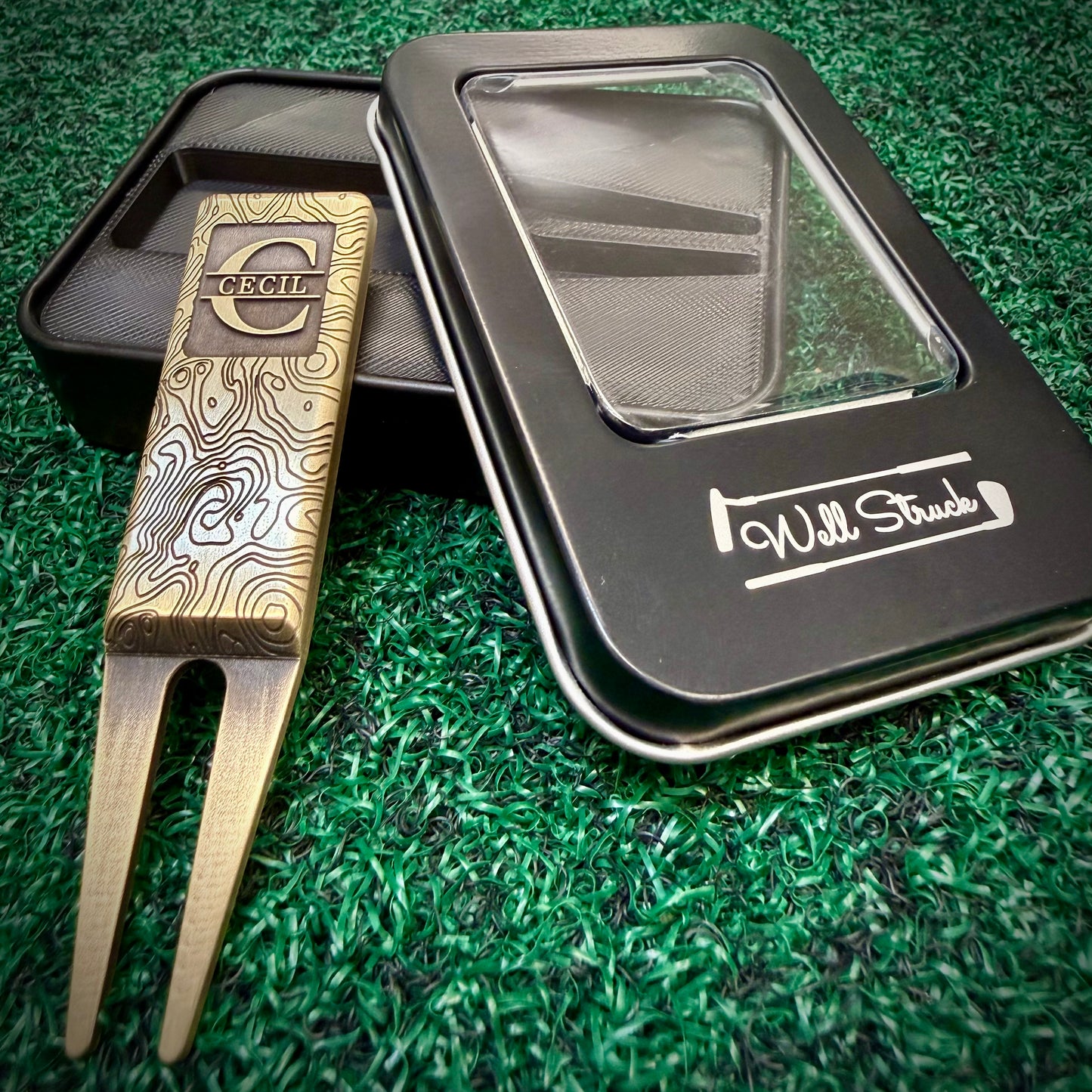 Topo Design Custom Copper Golf Divot Tool, Personalized Laser Engraved Gift