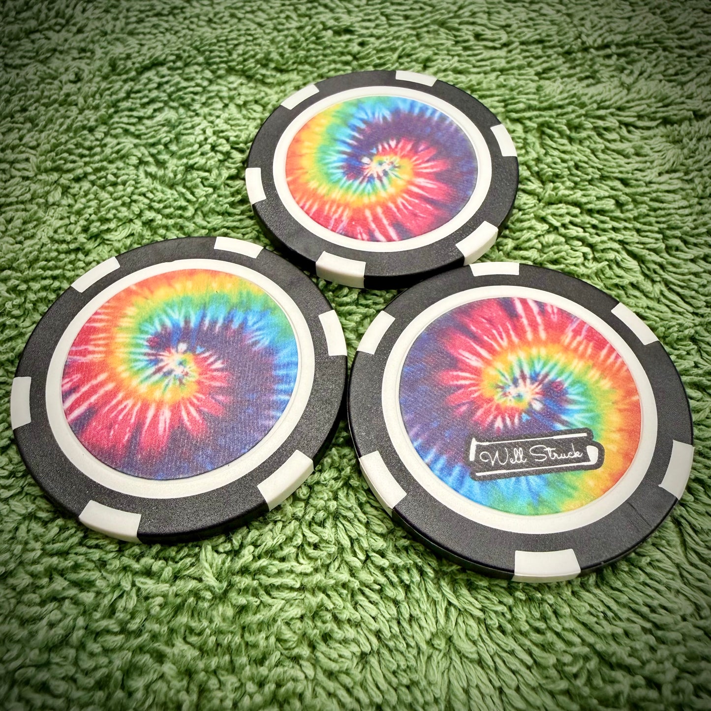Tie Dye DF3 Custom Sticker + 3 Matching Poker Chips for LAB DF3 Golf Putter