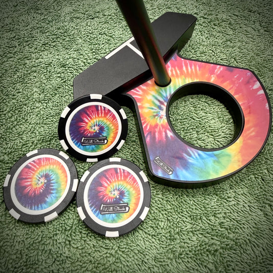 Tie Dye DF3 Custom Sticker + 3 Matching Poker Chips for LAB DF3 Golf Putter