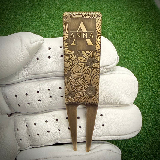 Daisy Design Custom Copper Golf Divot Tool, Personalized Laser Engraved Gift